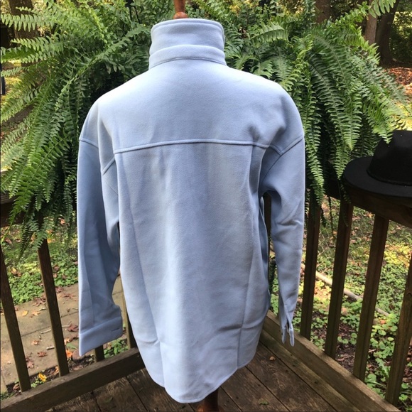 Boyfriend Jacket blue button up jacket over shirt front pockets - Picture 7 of 13